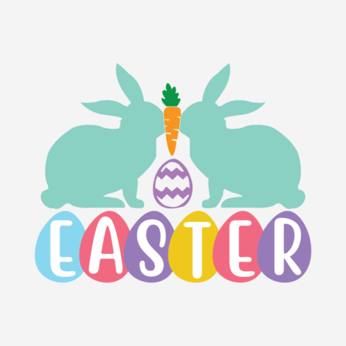 Two Easter Bunny Share Carrot – Easter – DTF Transfer